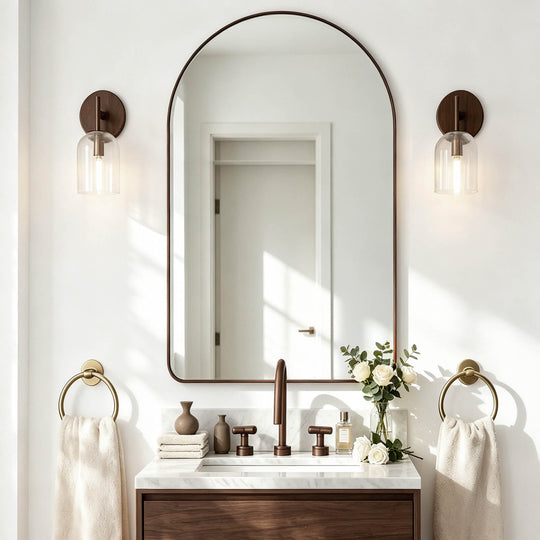 Contemporary Arched Bathroom Vanity Mirror | Stainless Steel Frame