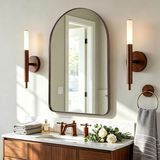 Contemporary Arched Bathroom Vanity Mirror | Stainless Steel Frame