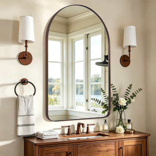 Contemporary Arched Bathroom Vanity Mirror | Stainless Steel Frame