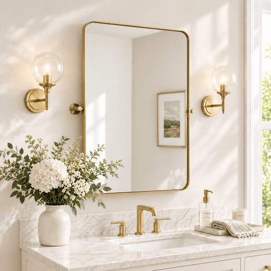 Tilting Rectangular Pivot  Mirror for Bathroom/Vanity Floating Mirror | Stainless Steel Frame