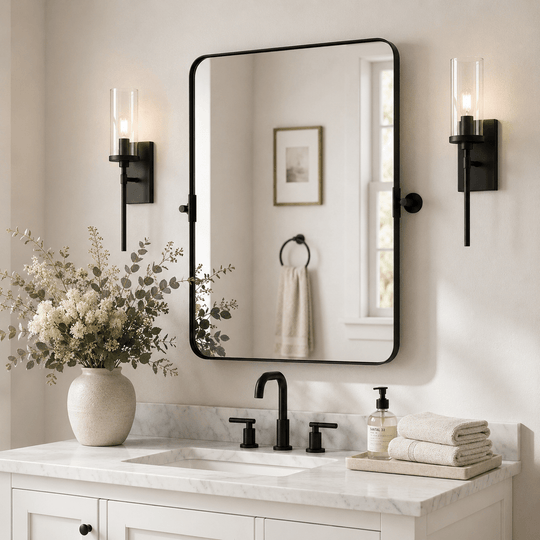 Tilting Rectangular Pivot  Mirror for Bathroom/Vanity Floating Mirror | Stainless Steel Frame