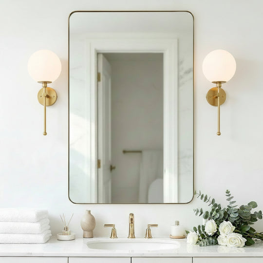 Modern Rounded Rectangle Mirror for Bathroom/ Vanity/ Wall | Stainless Steel Frame