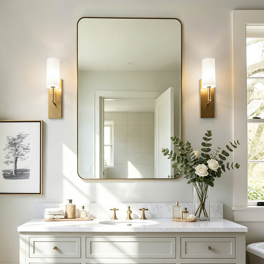 Modern Rounded Rectangle Mirror for Bathroom/ Vanity/ Wall | Stainless Steel Frame