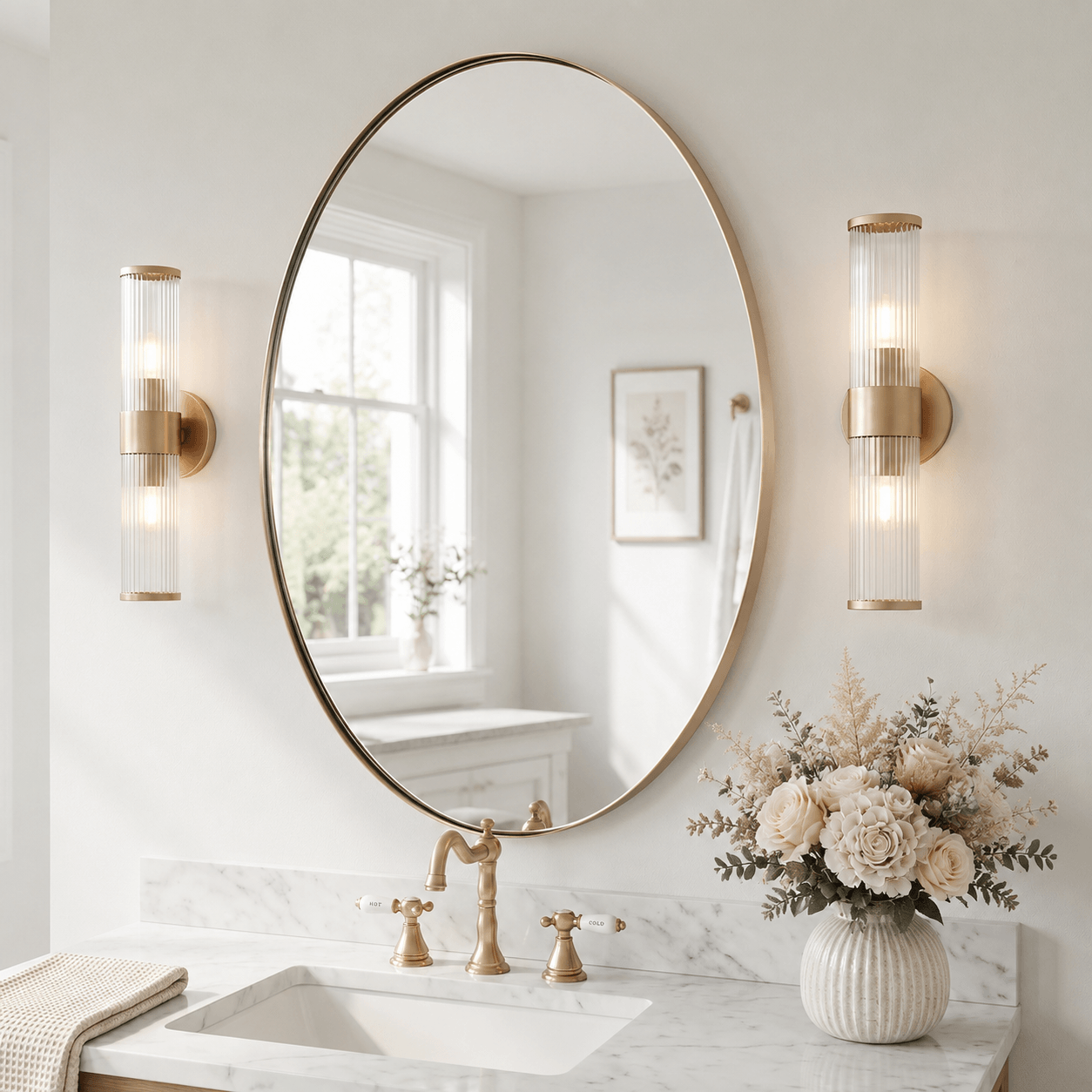Modern Oval Bathroom Wall Mirrors |Stainless Steel Framed