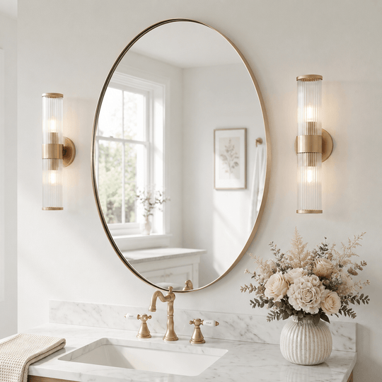 Modern Oval Bathroom Wall Mirrors |Stainless Steel Framed
