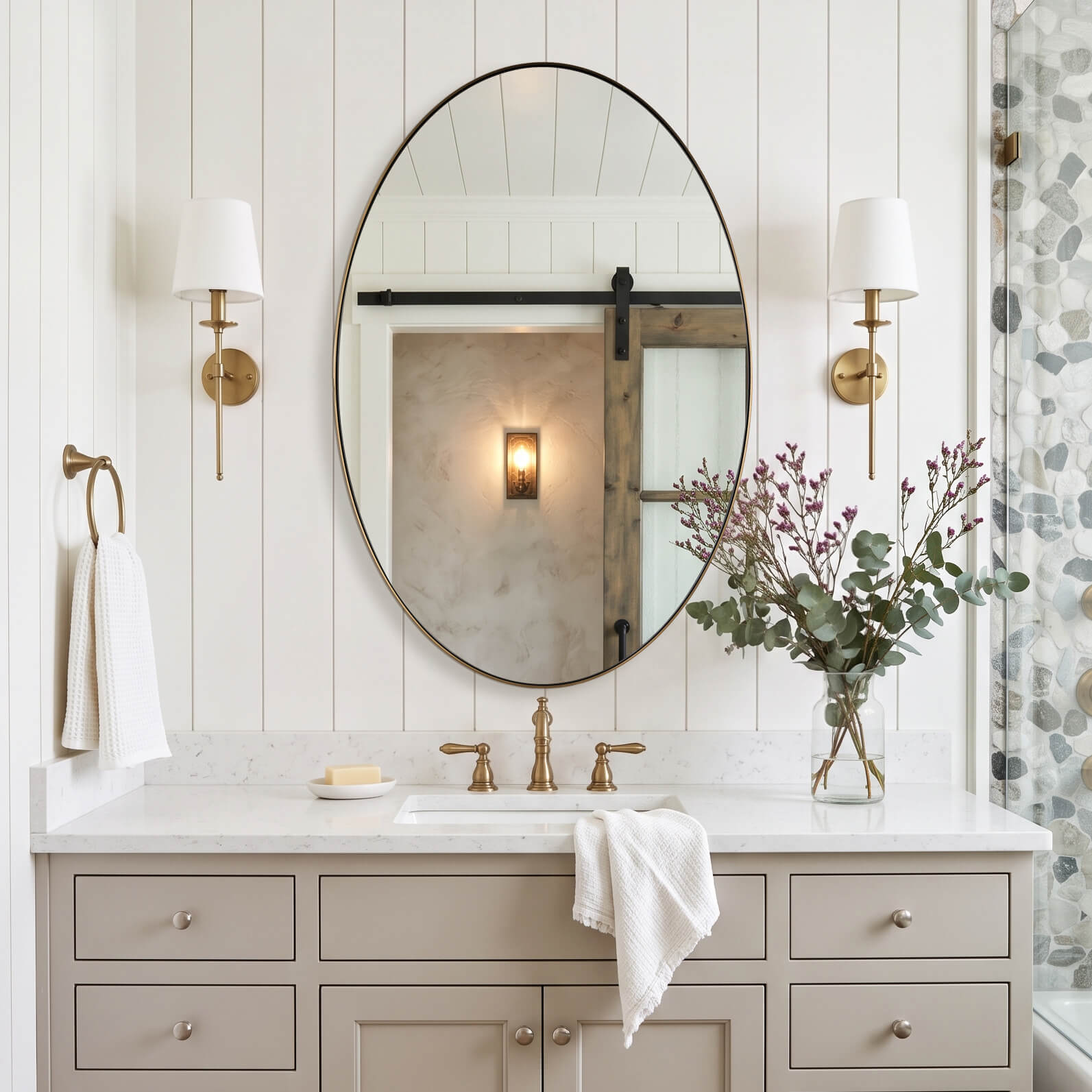 Modern Oval Bathroom Wall Mirrors |Stainless Steel Framed