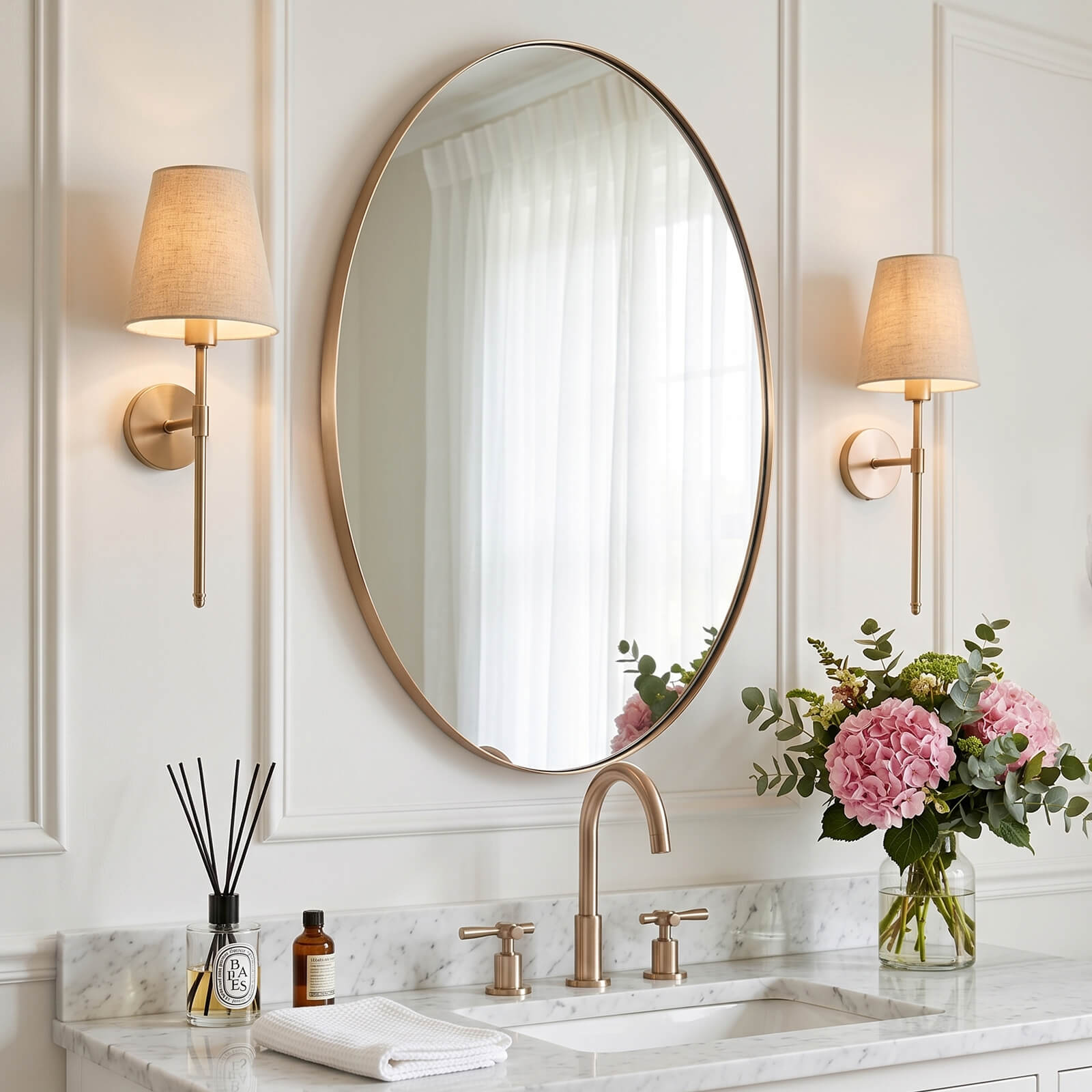 Modern Oval Bathroom Wall Mirrors |Stainless Steel Framed