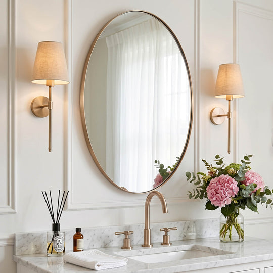 Modern Oval Bathroom Wall Mirrors |Stainless Steel Framed