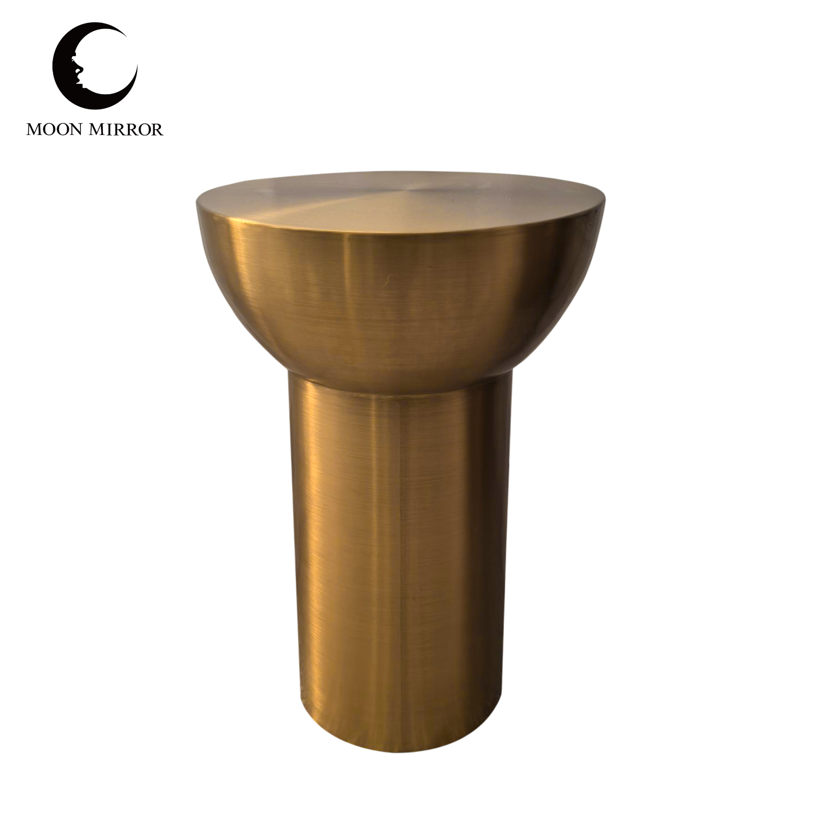 MOON MIRROR Luxury Brushed Gold Semi-Circular Table