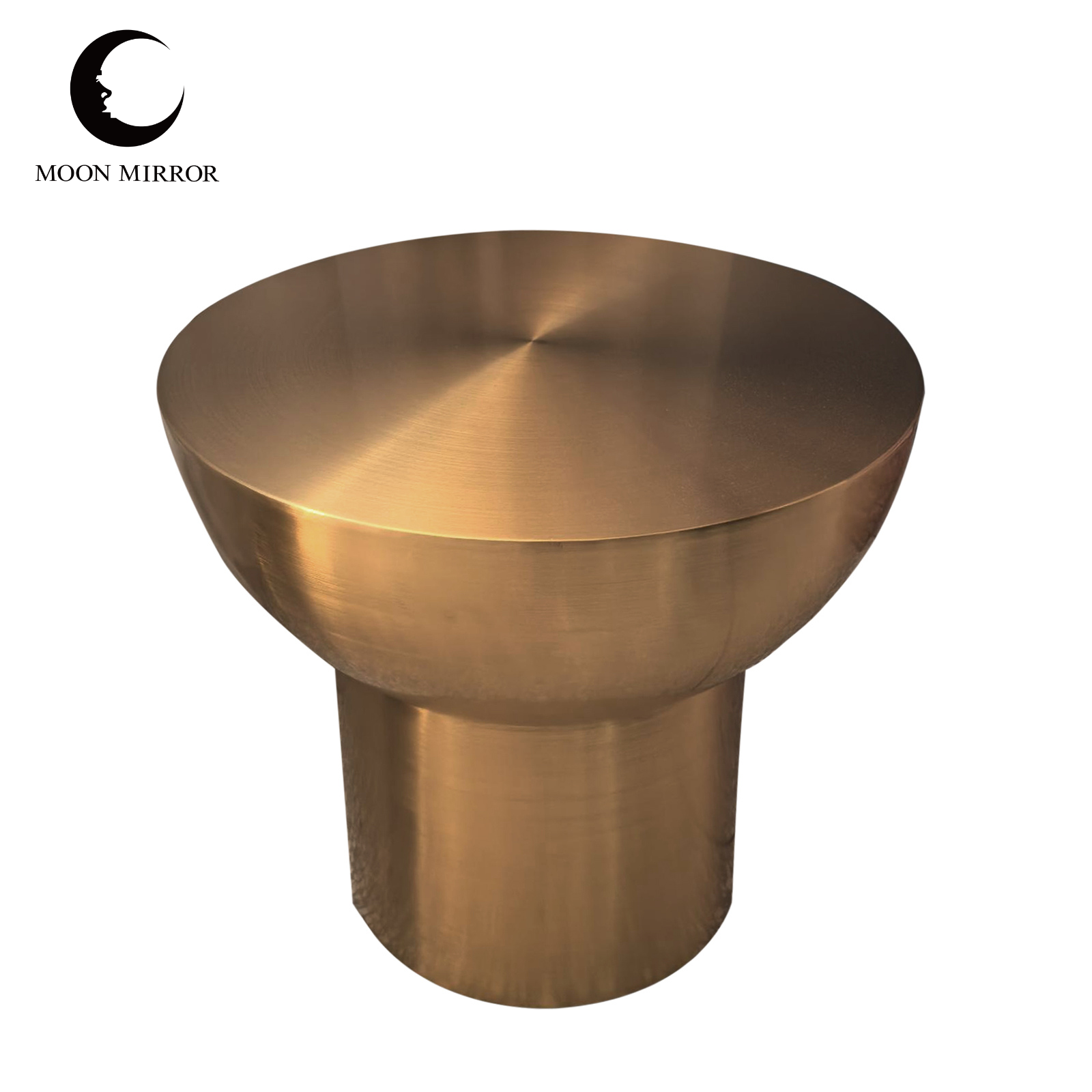 MOON MIRROR Luxury Brushed Gold Semi-Circular Table