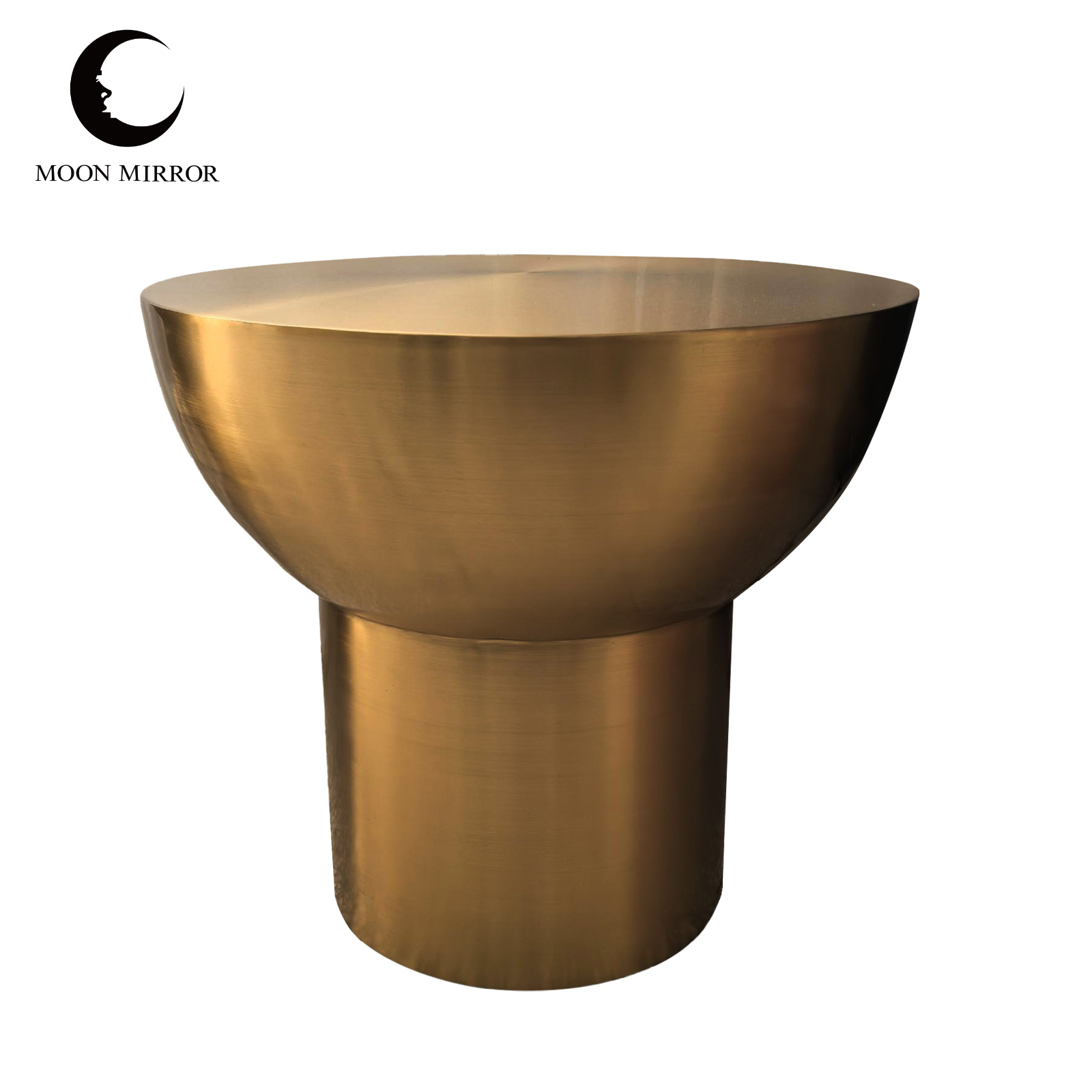 MOON MIRROR Luxury Brushed Gold Semi-Circular Table