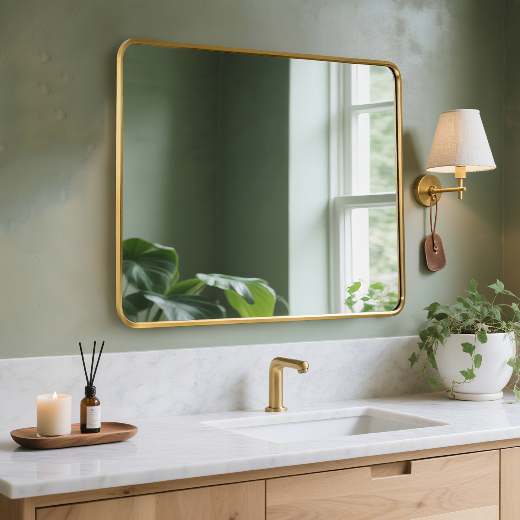 Modern Bold Stainless Steel Framed Rounded Rectangular Bathroom Wall Mirror
