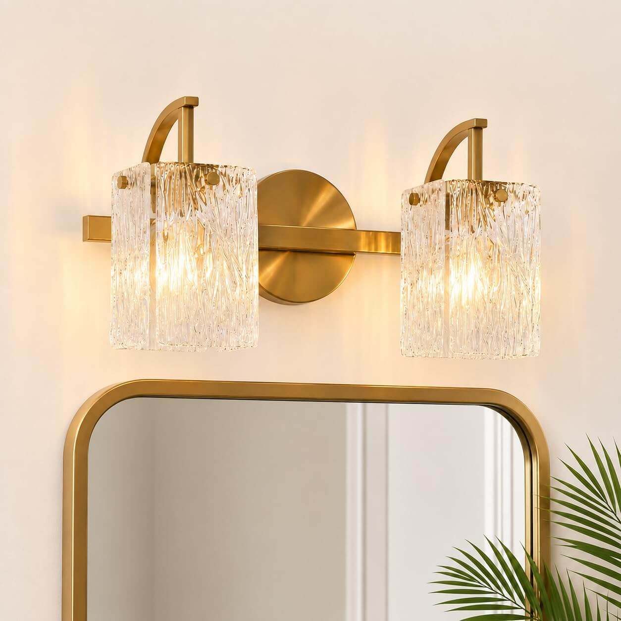 Luxury Textured Glass Shade Bathroom Vanity Light Sconce