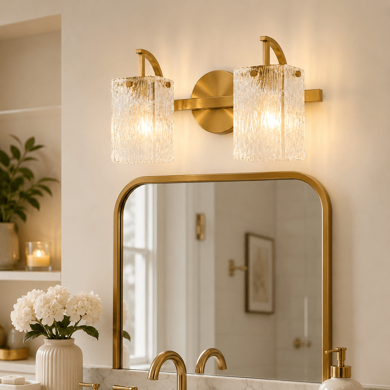 Luxury Textured Glass Shade Bathroom Vanity Light Sconce