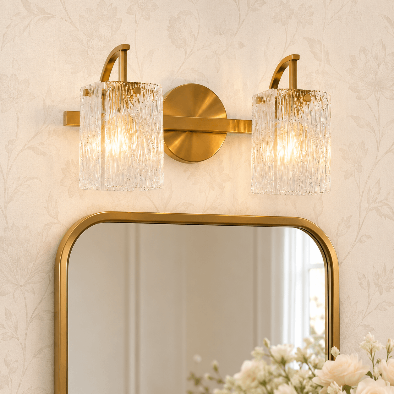 Luxury Textured Glass Shade Bathroom Vanity Light Sconce