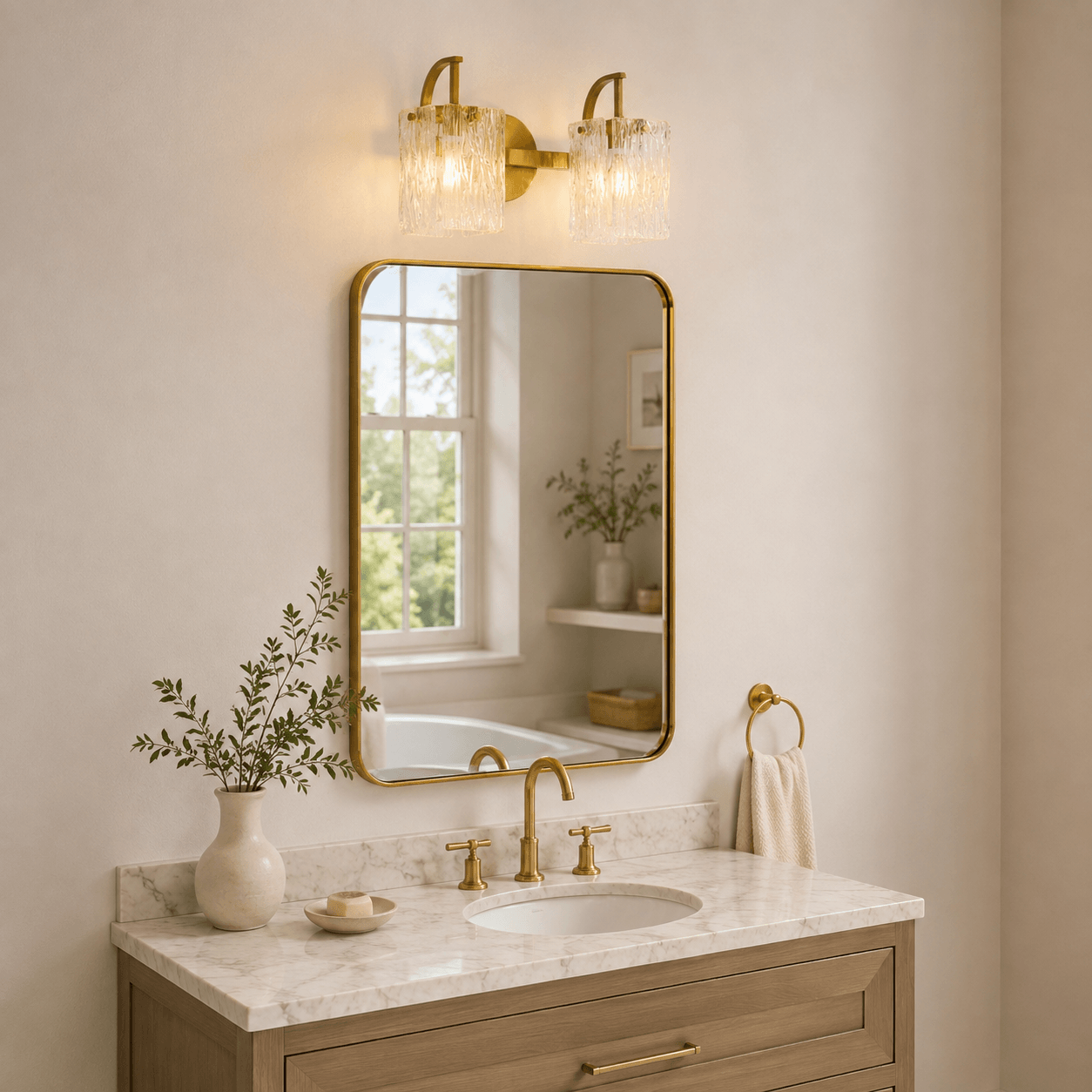 Luxury Textured Glass Shade Bathroom Vanity Light Sconce