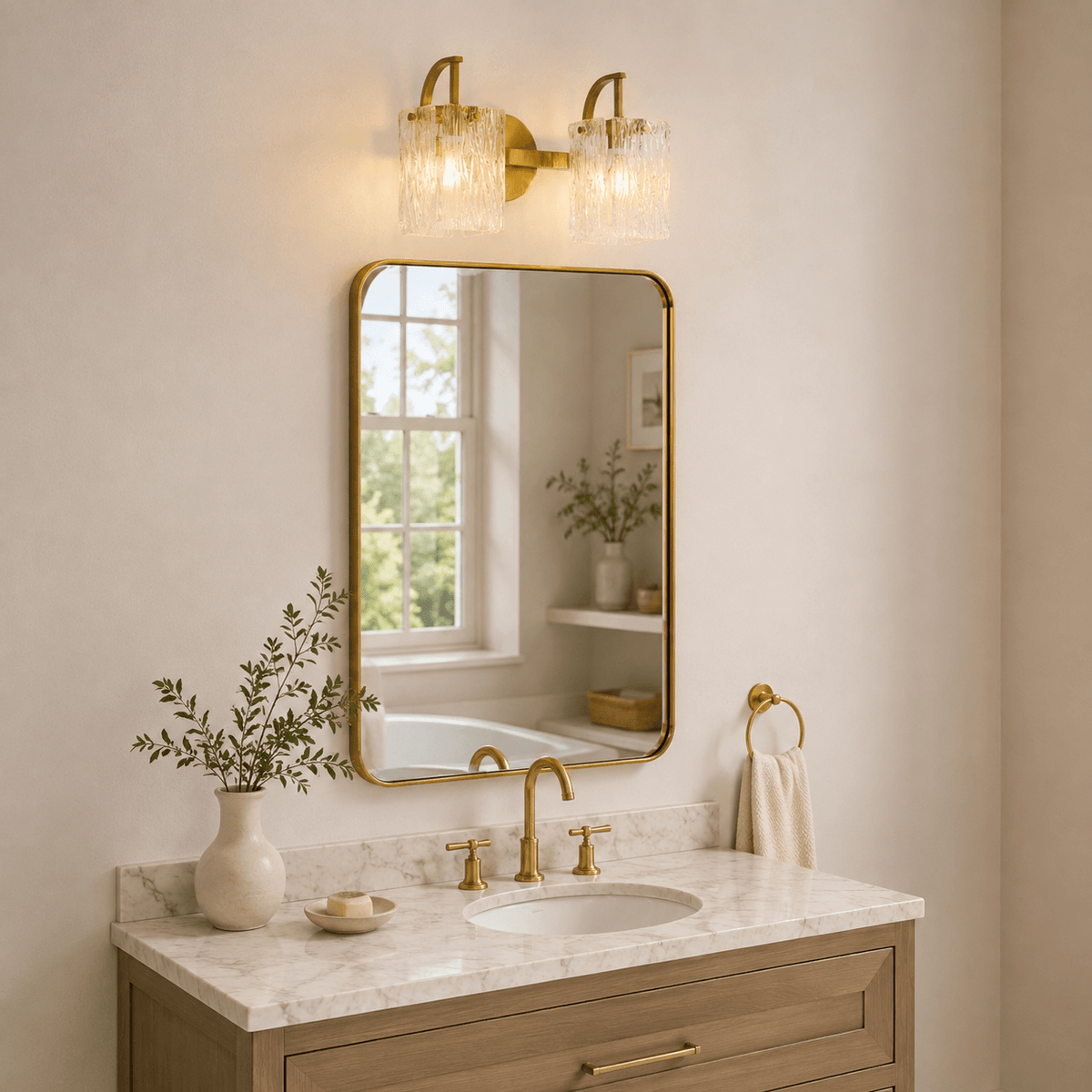 Luxury Textured Glass Shade Bathroom Vanity Light