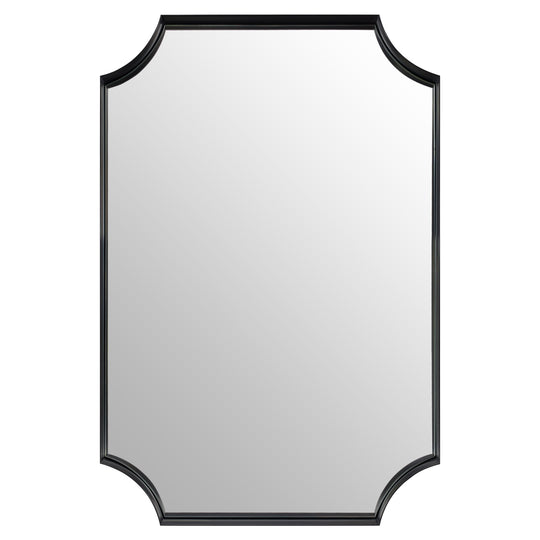 Contemporary  Notched Corner Scalloped  Rectangle Bathroom Wall Mirror | Stainless Steel Frame