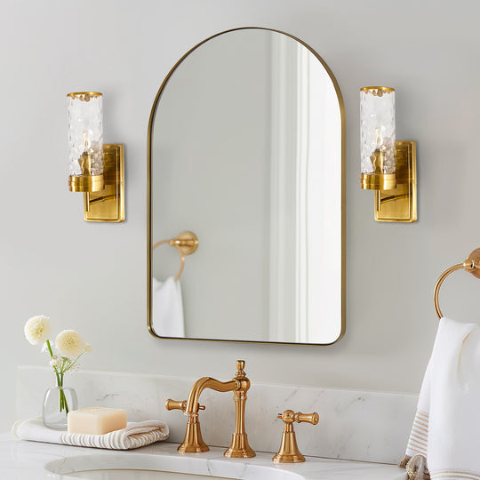 Contemporary Arched Bathroom Vanity Mirror Stainless Steel Frame Arch Top Wall Mirrors