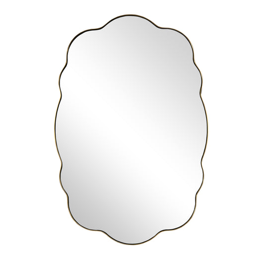 Contemporary Wavy Oval Scalloped Bathroom Vanity Mirror  Irregular Organic Mirror| Stainless Steel Framed