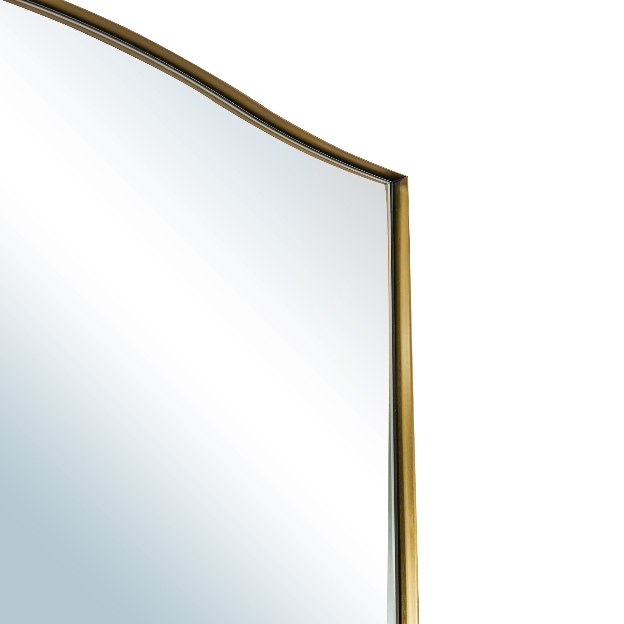 Curve Dual Arch Rectangular Scalloped  Bathroom Wall Mirror Brushed Gold |Stainless Steel Framed