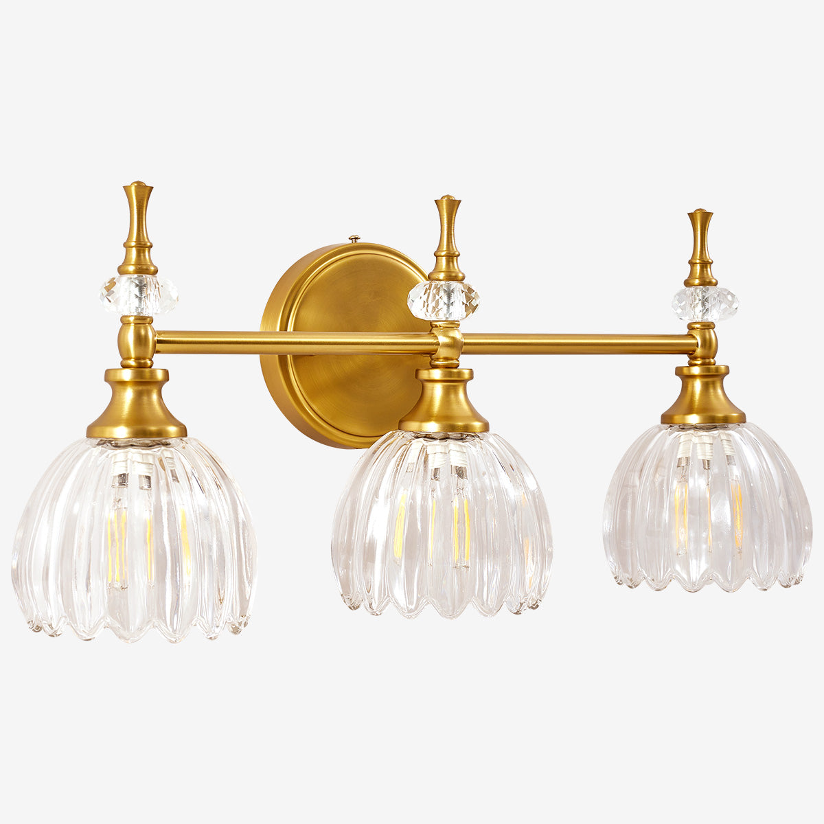 Luxury Gold Wall Sconces Bathroom Vanity Lights with Tulip Glass Shade for Bedroom, Hallway