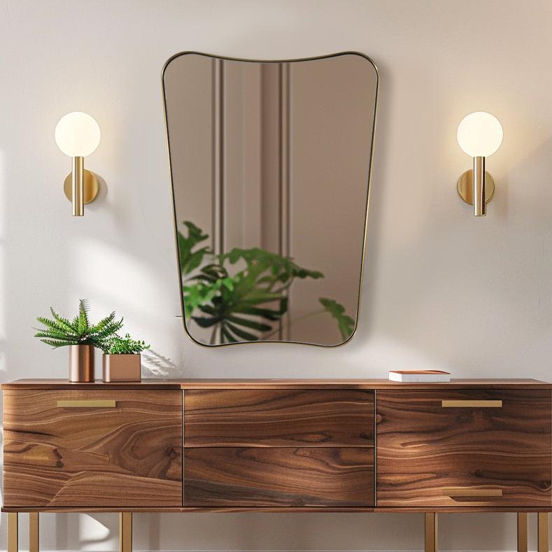 Open Box Like New: Concave Top Rectangle Irregular Scalloped Bathroom Vanity Mirror