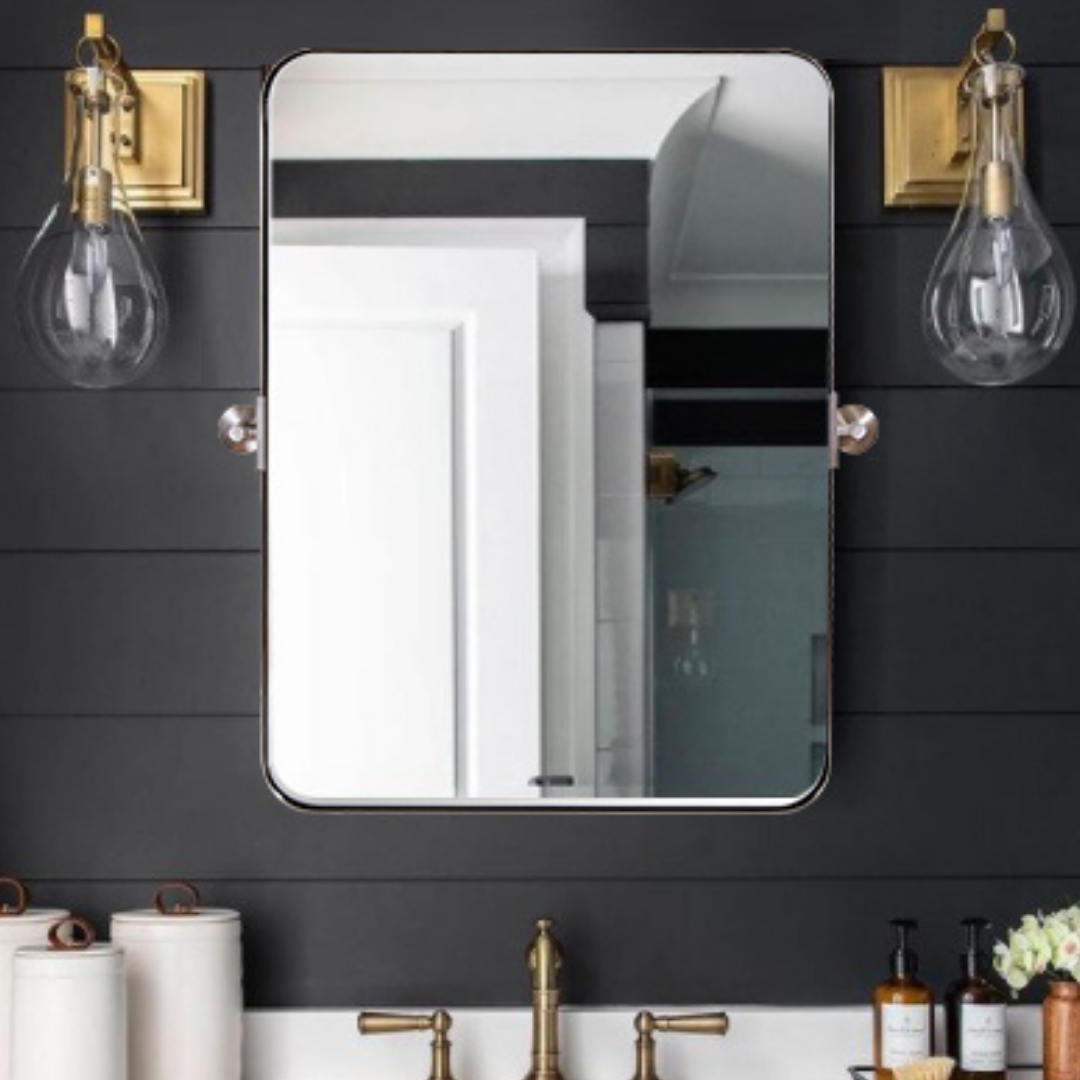 Tilting Rectangular Pivot  Mirror for Bathroom/Vanity | Stainless Steel Frame