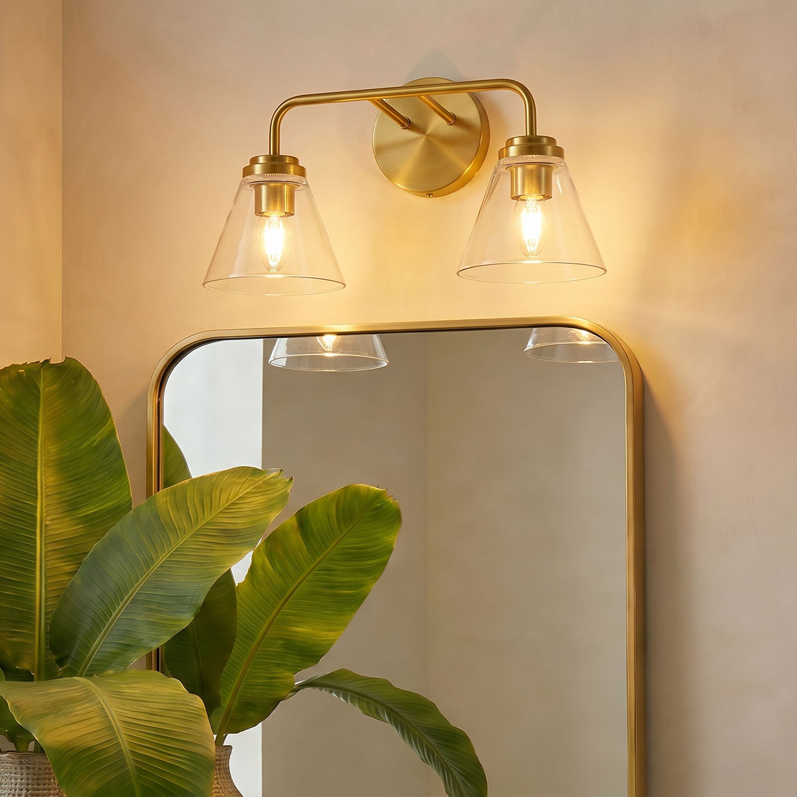 Modern Cone Clear Glass Shade Bathroom Wall Sconces