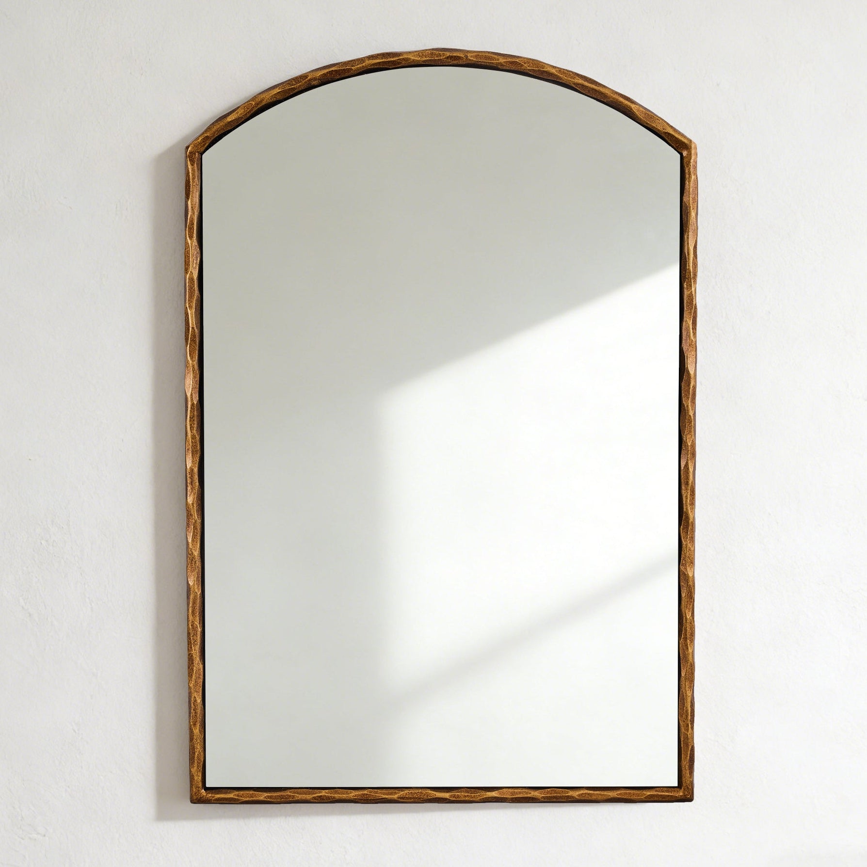 Vintage Hand-Forged Arched Mirror Hammered Wrought Iron Bathroom Mirror