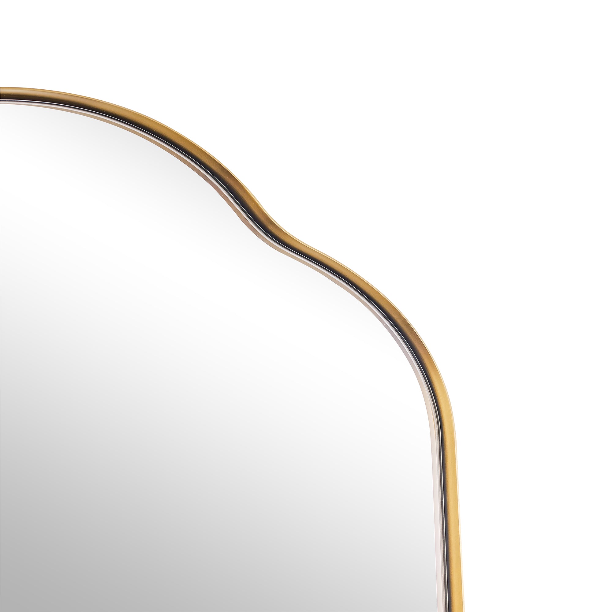 Contemporary Oval Scalloped Bathroom Vanity & Wall Mirror| Stainless Steel Framed