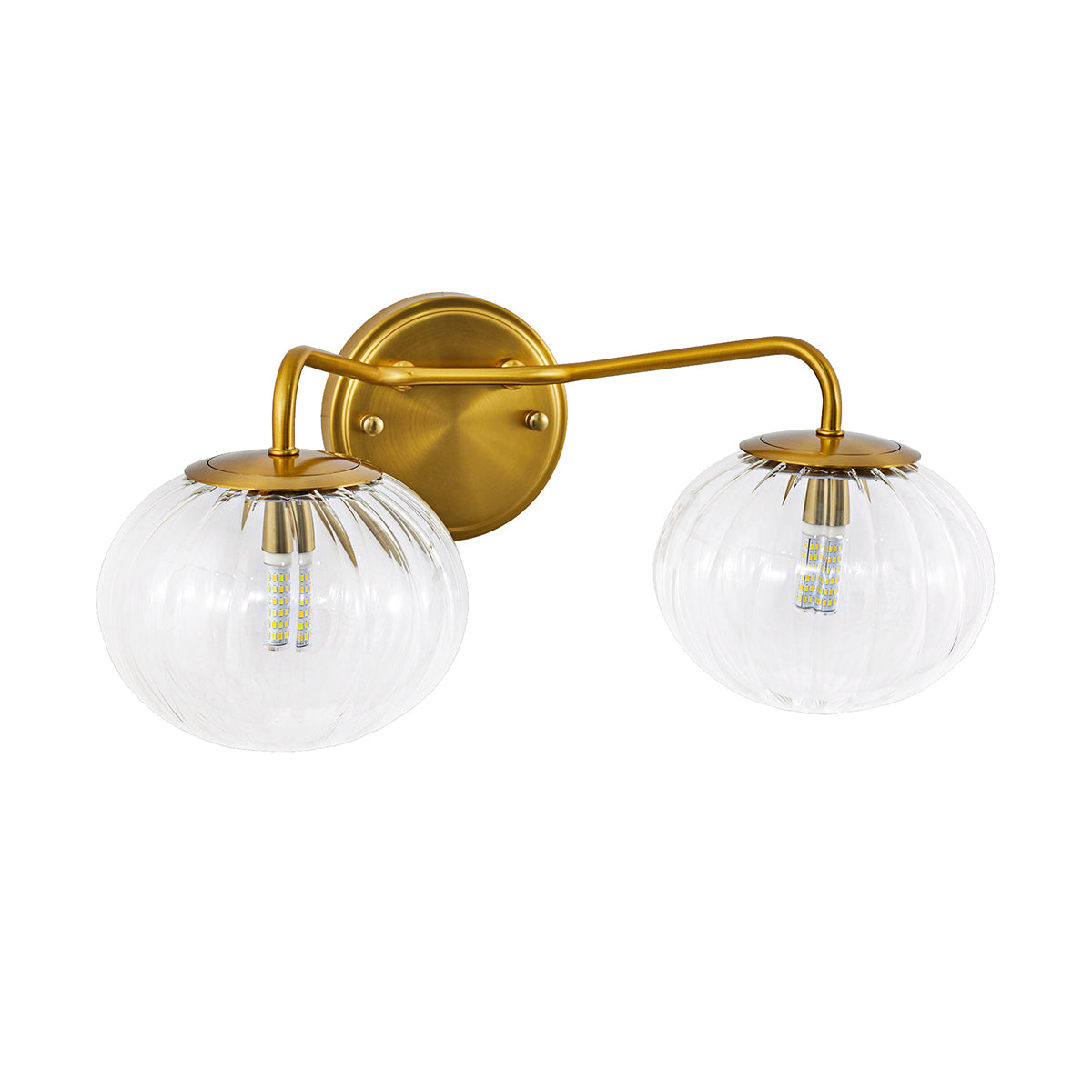 Contemporary Pumpkin Clear Glass Shades Bathroom Wall Sconce