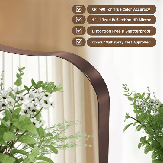 Contemporary Asymmetrical Irregular Wall Mirror for Bathroom  |Stainless Steel Frame