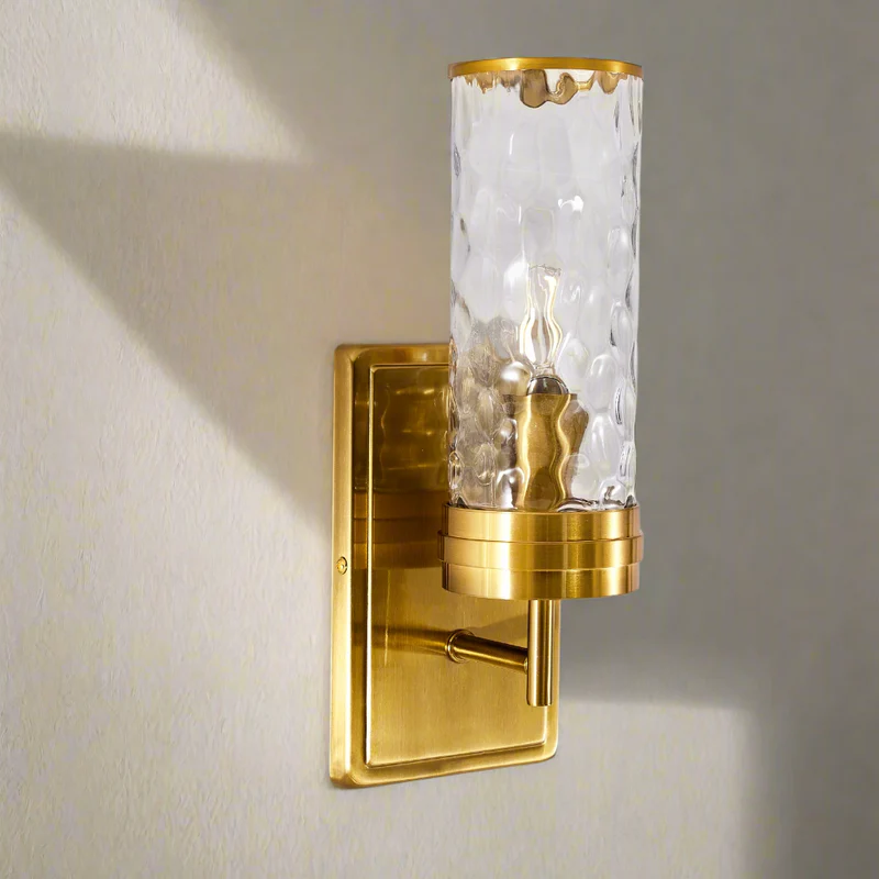 Contemporary Tube Hammer Glass Shade Wall Sconces for Bathroom, Bedroom,Hallway