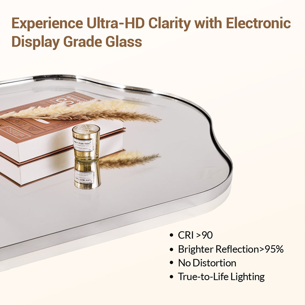 Contemporary Arch Top Curved Arched Bathroom Vanity Mirror | Stainless Steel Frame