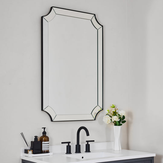 Minuette Scalloped Bathroom Decor Wall Mirrors Unique Mirrors| Stainless Steel Frame