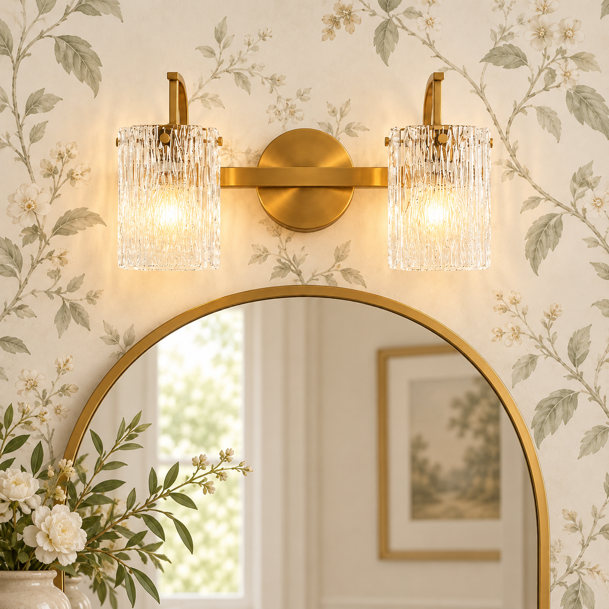 Luxury Textured Glass Shade Bathroom Vanity Light