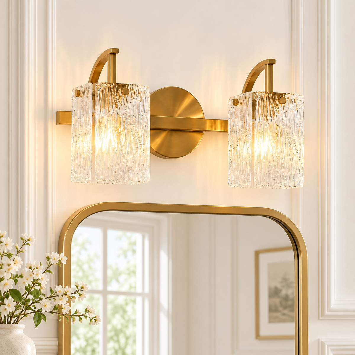 Luxury Textured Glass Shade Bathroom Vanity Light