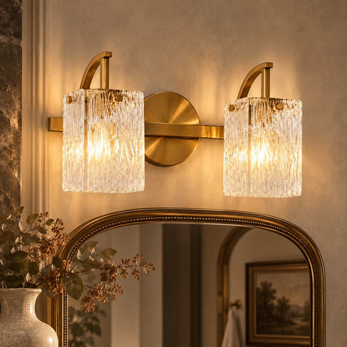 Luxury Textured Glass Shade Bathroom Vanity Light