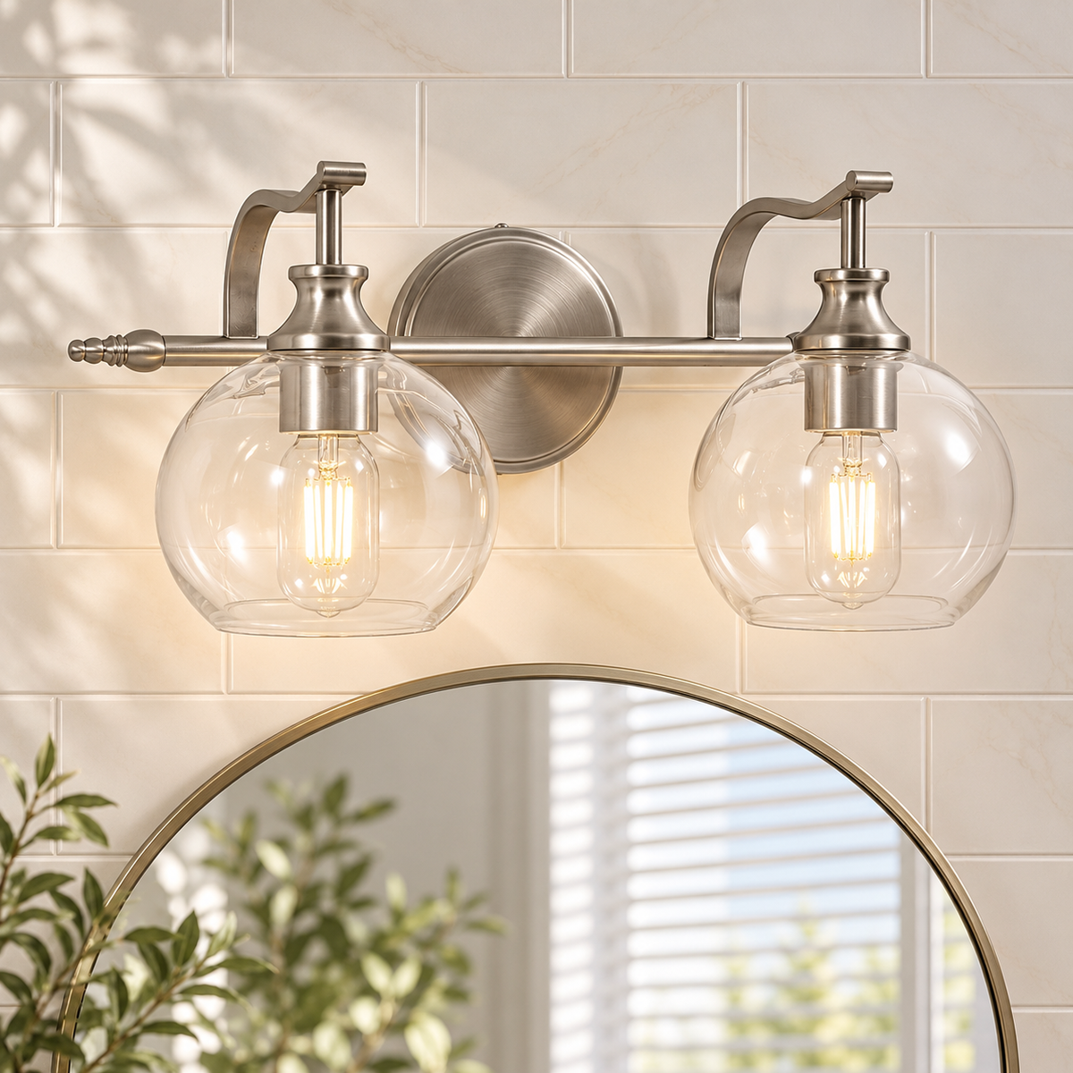 Modern Clear Globe Glass Shade Bathroom Vanity Light