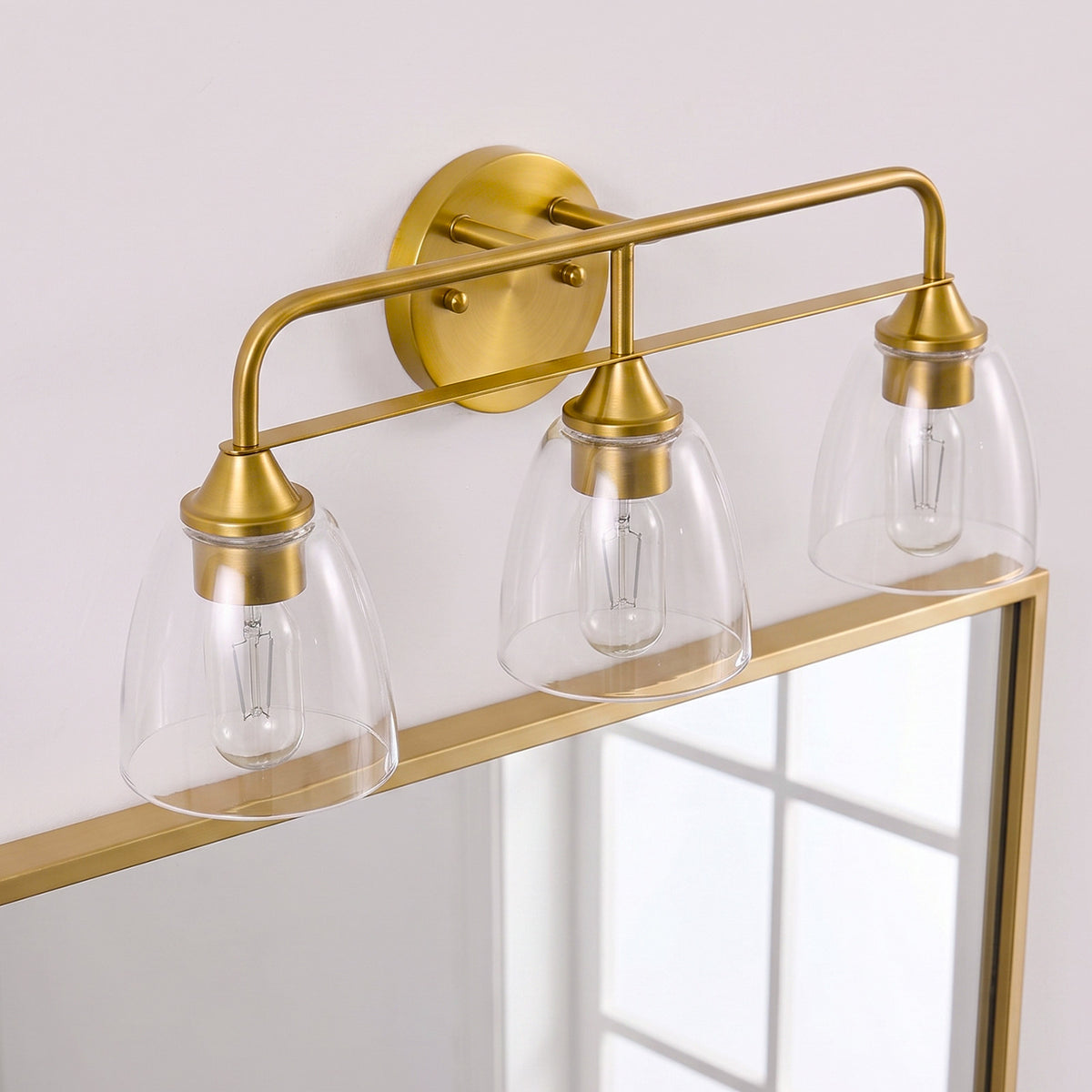 Luxury Dual-Rail Bathroom Vanity Light with Clear Bell Glass Shades