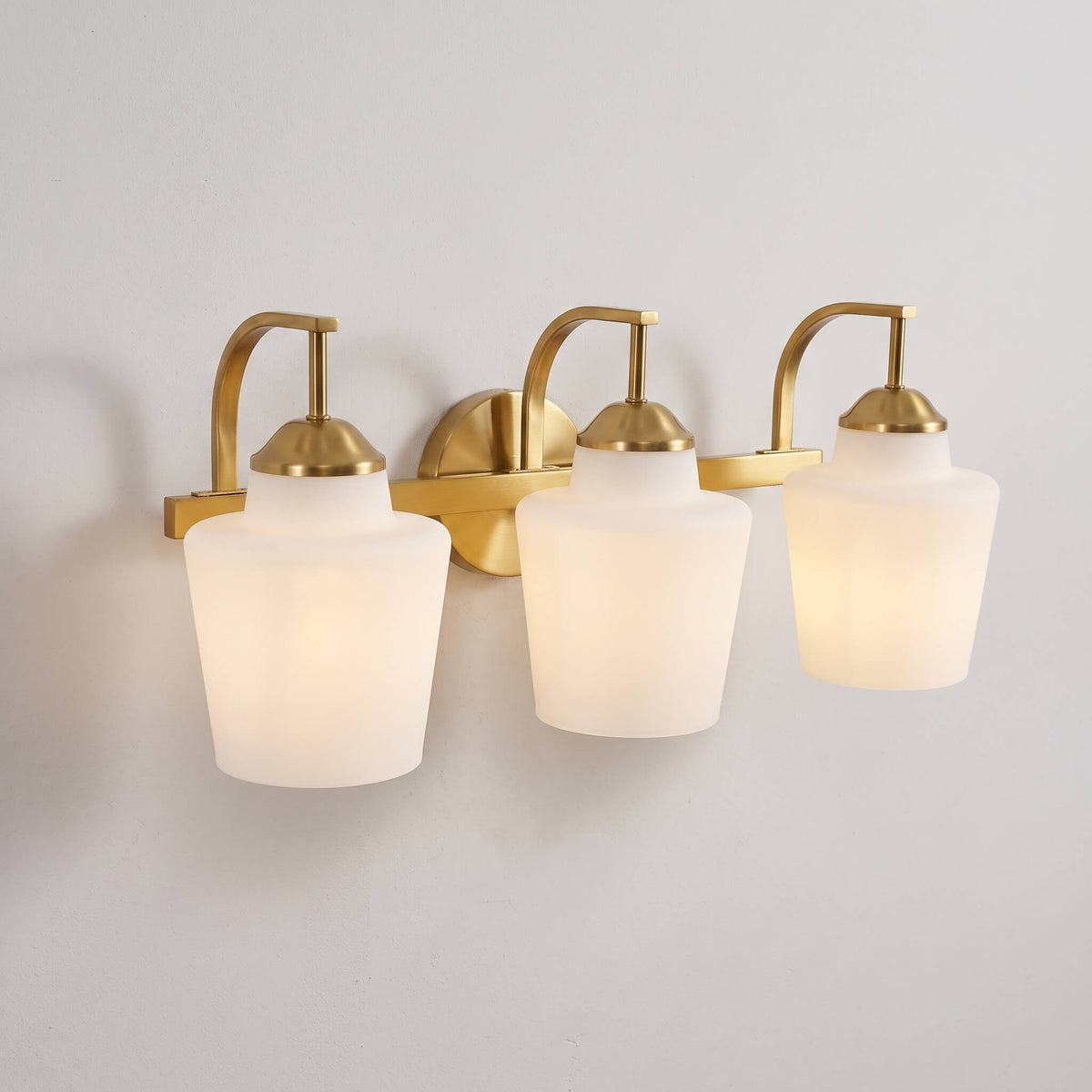 Contemporary Opal Glass Tapered Shade Bathroom Vanity Light