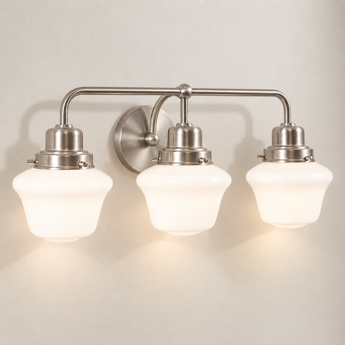 Traditional Schoolhouse Opal Glass Shade Bathroom Vanity Light