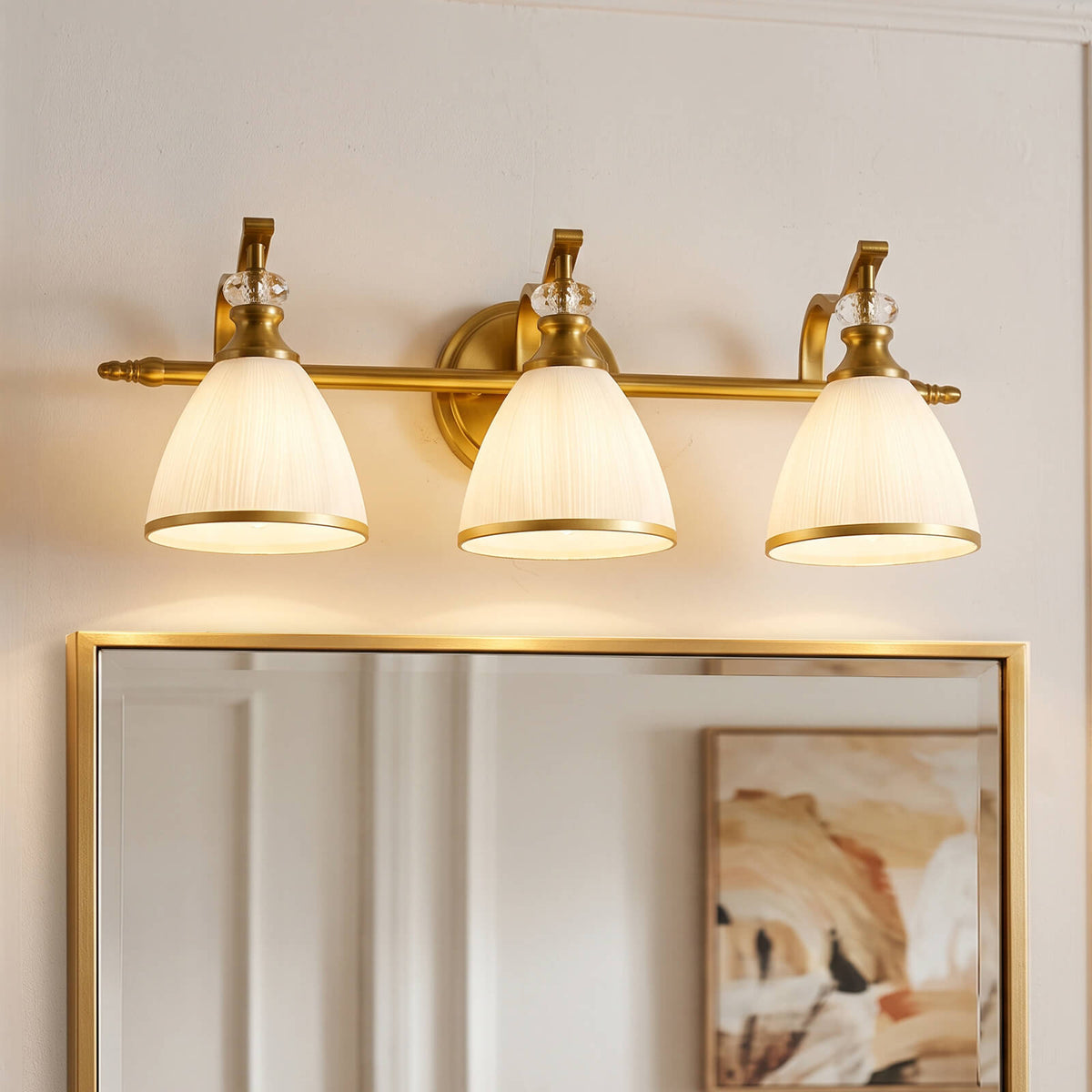 Vintage Frosted Trumpet Glass Shade Bathroom Vanity Light