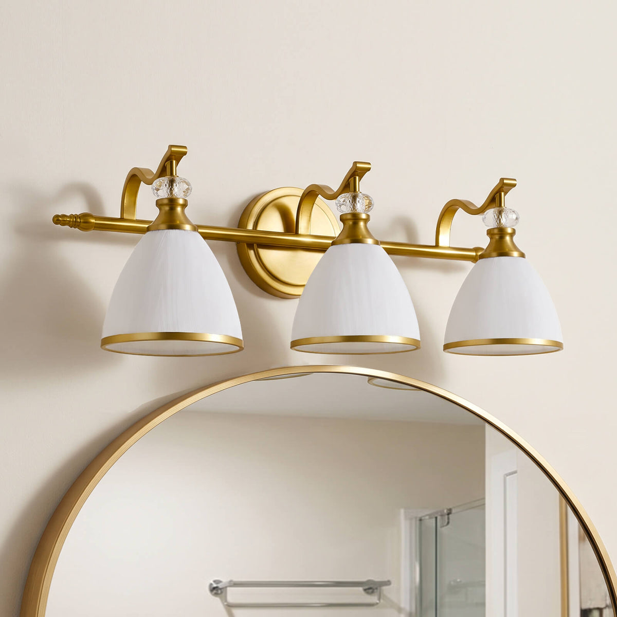 Vintage Frosted Trumpet Glass Shade Bathroom Vanity Light