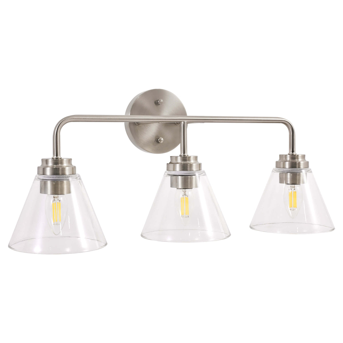Modern Clear Cone Glass Shade Bathroom Vanity Light