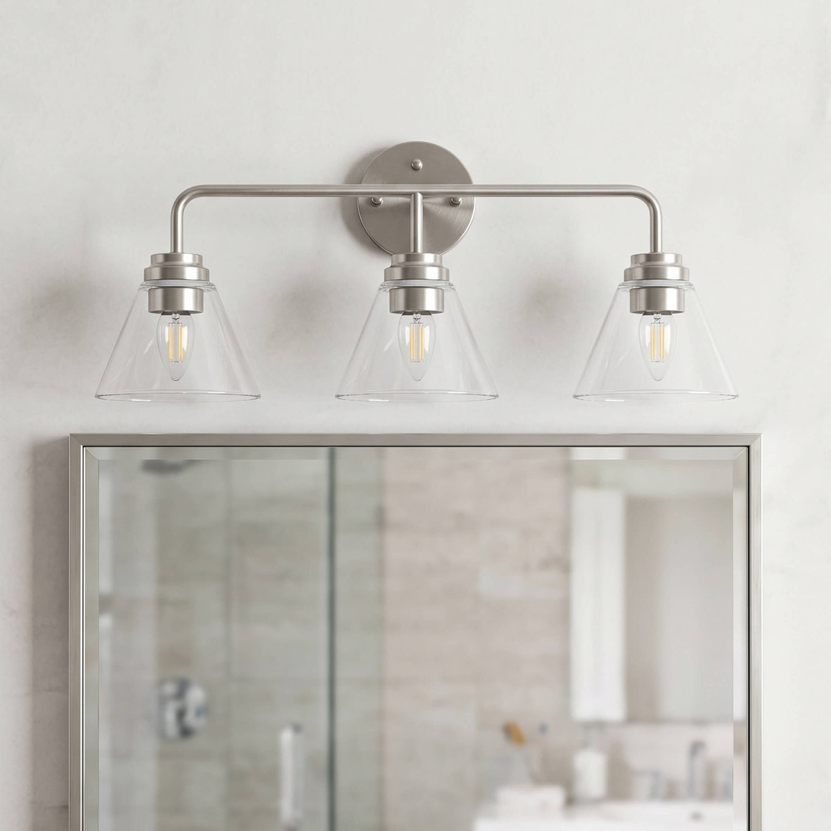 Modern Clear Cone Glass Shade Bathroom Vanity Light