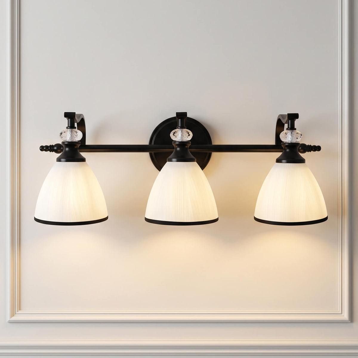 Vintage Frosted Trumpet Glass Shade Bathroom Vanity Light