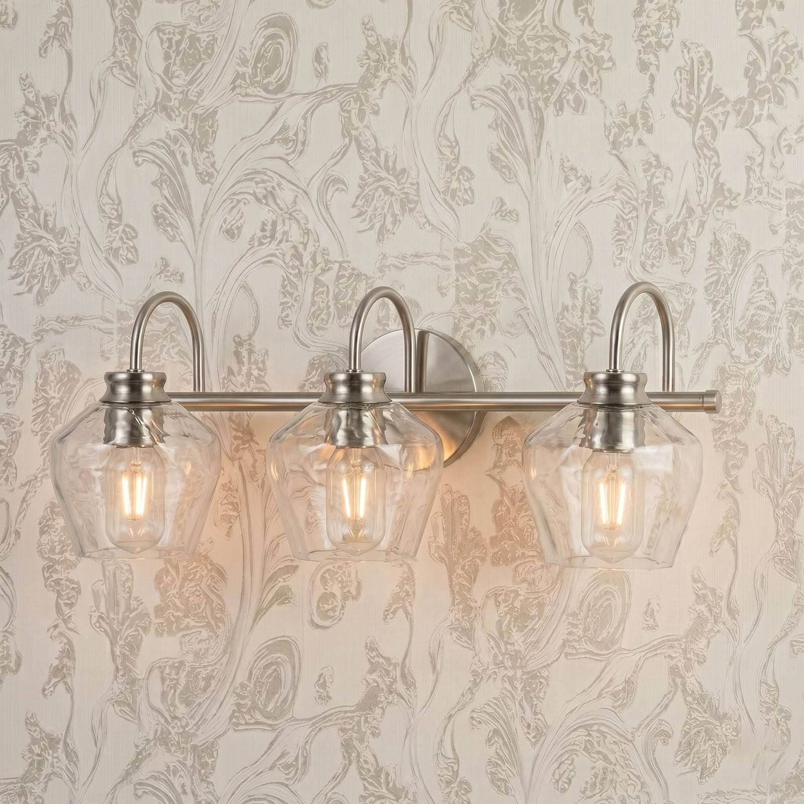 Contemporary  Hammer Glass Shade Gooseneck Bathroom Wall Sconce