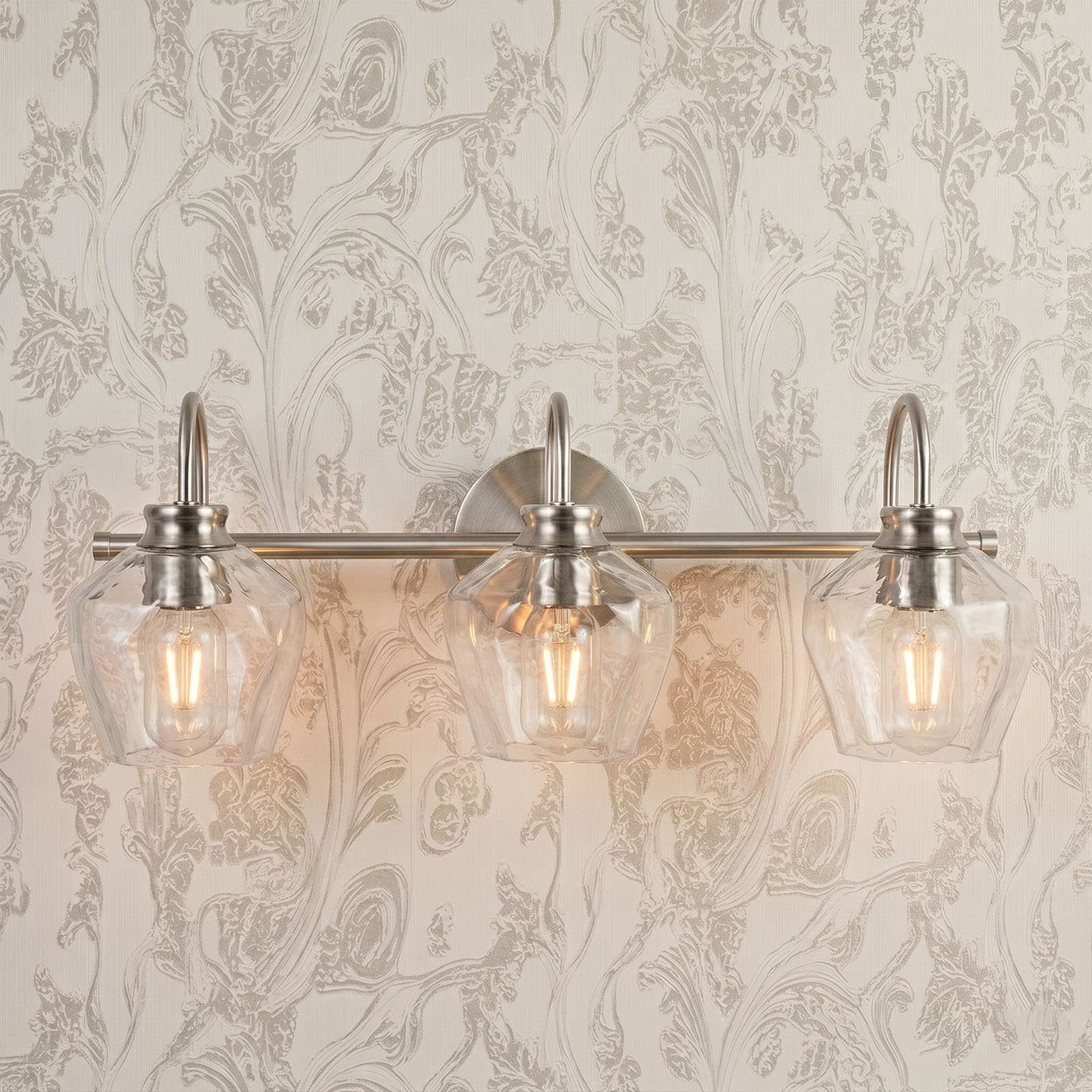 Contemporary  Hammer Glass Shade Gooseneck Bathroom Wall Sconce